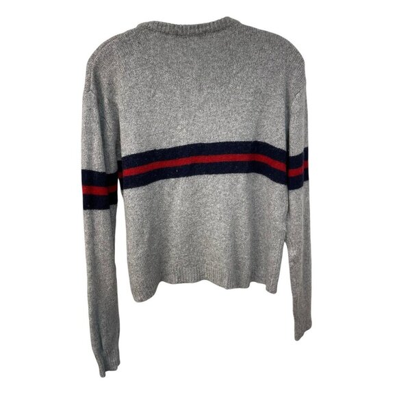 Brandy Melville Pullover Sweater Grey Blue & Red Stripe wool cashmere blend L - Picture 5 of 6